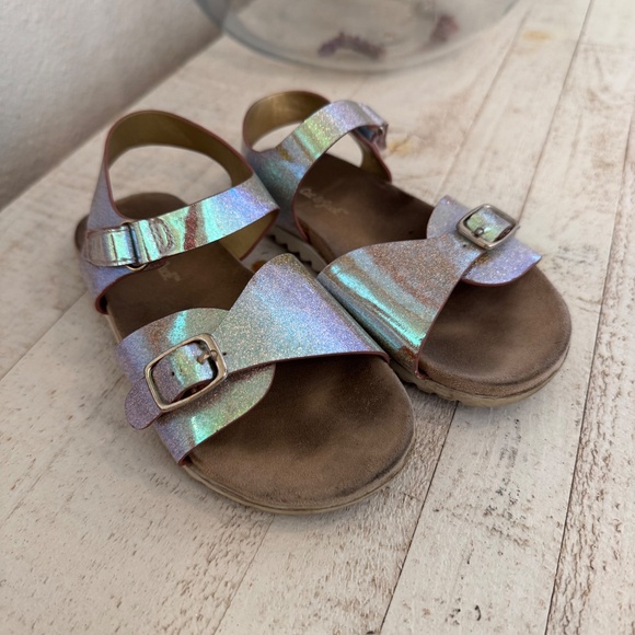 Cat & Jack Iridescent Silver Glitter Sandals - Toddler Size 10 - Picture 4 of 6